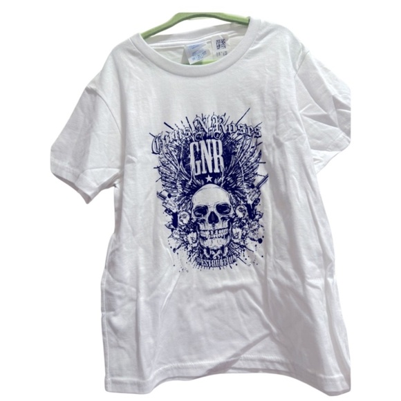 GNR Rocker Tee NWOT Sz YXS (5-6) White T-Shirt with GNR Skull Design - Picture 1 of 3